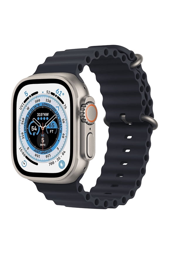 Pre-Owned Apple Watch Ultra 49mm GPS + Cellular Unlocked Titanium Case with Black Ocean Band (2022)