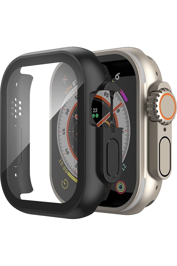 Watch Case Compatible with Apple Watch Ultra 49mm, Built-in Screen Protector, Black