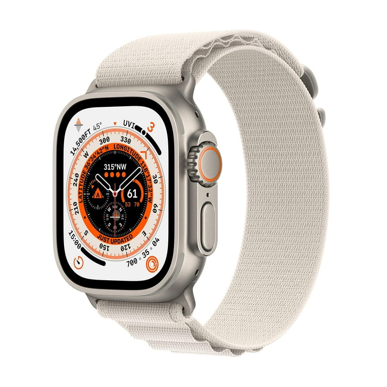 Apple Watch Ultra [GPS + Cellular 49mm] Smart watch w/Rugged Titanium Case  & Starlight Alpine Loop Large