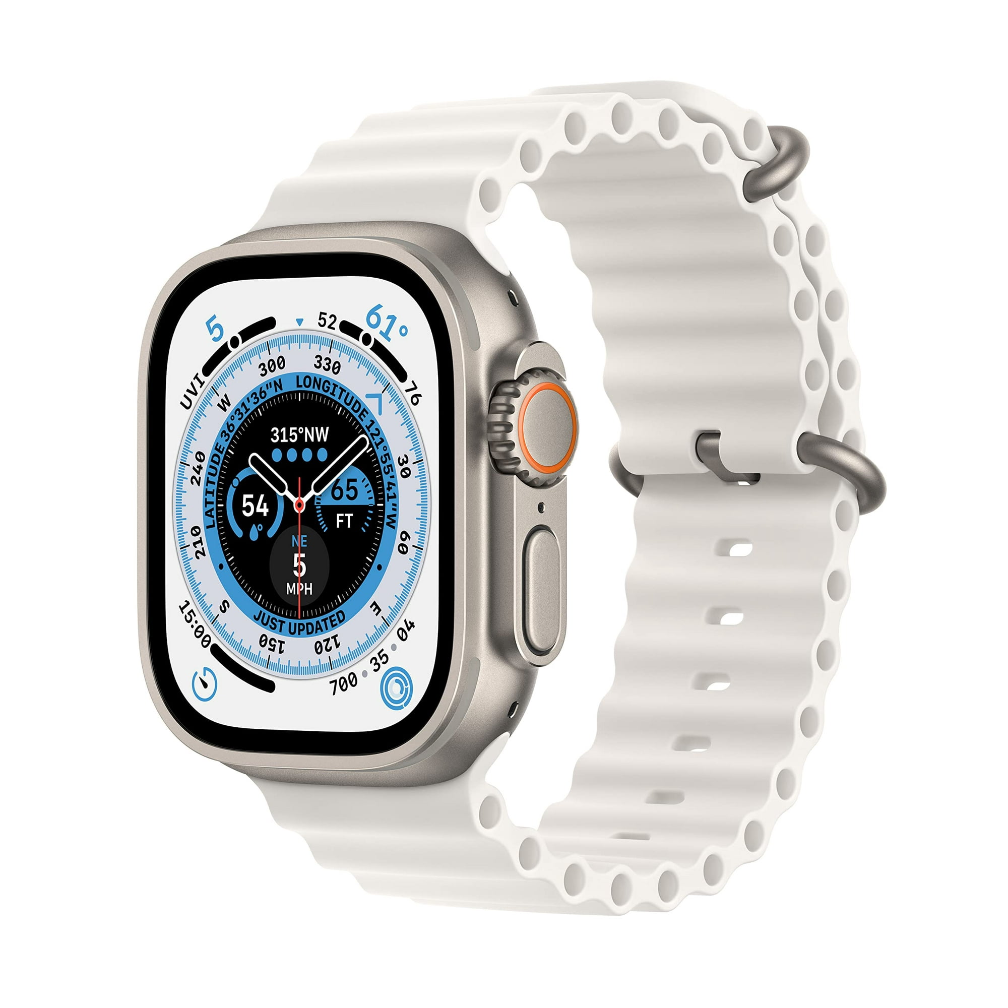 Apple Watch Ultra [GPS + Cellular 49mm] Smart Watch w/Rugged Titanium Case  & White Ocean Band.