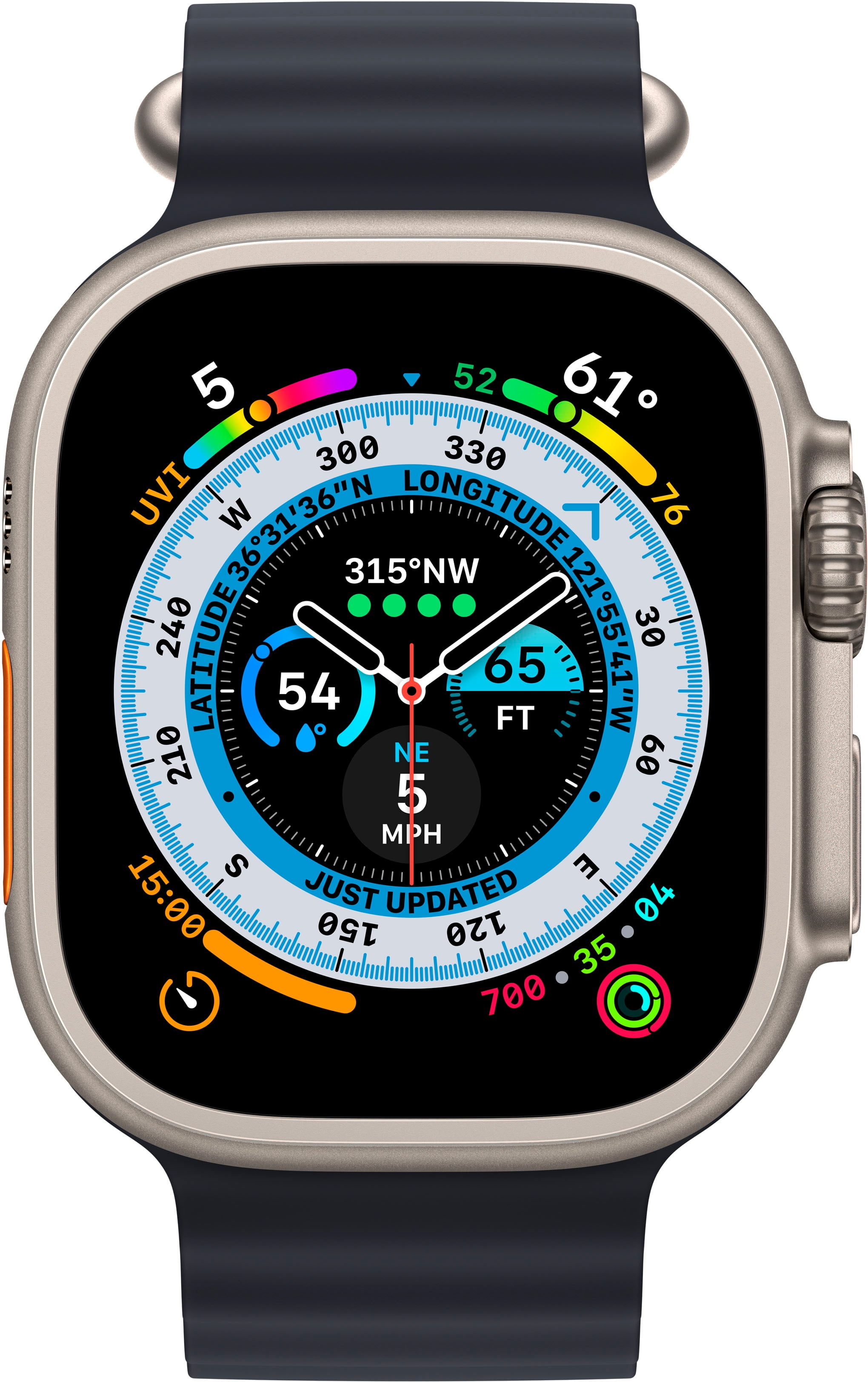 Open Box Apple Watch Ultra GPS Cellular 49mm Titanium Case with Midnight Ocean Band