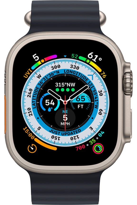 Open Box Apple Watch Ultra GPS Cellular 49mm Titanium Case with Midnight Ocean Band