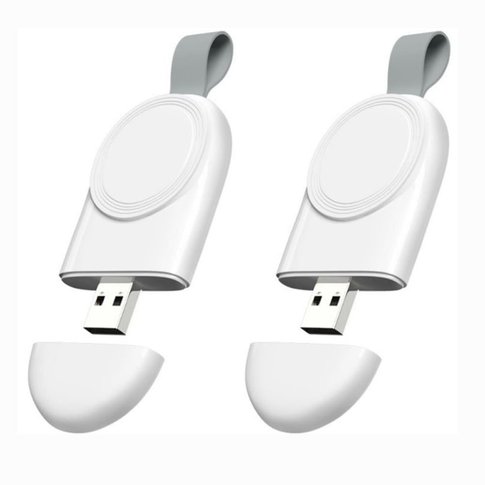 For Apple Watch Wireless Charger 2 Pack, iWatch Portable USB Car Magnetic Charger, Travel Cordless Charger with Light Weight Quick Charging for Apple Watch Series 7/SE/6/5/4/3/2/1 (White)