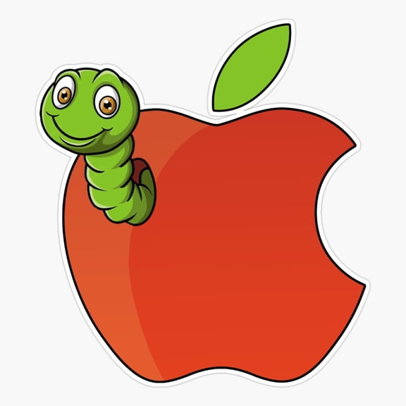 Apple With A Worm Er, Phone Decal Water Bottle Stickers Car Decals, Funny Birthday Gift