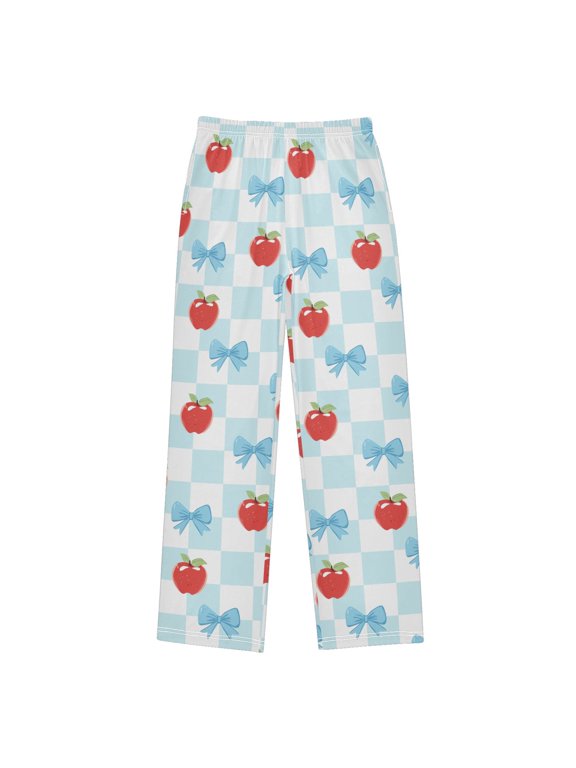 Apple and Bow Pattern Pajama Pants Soft Lightweight Lounge Pants Bottoms Sleep Pants Warm Comfy