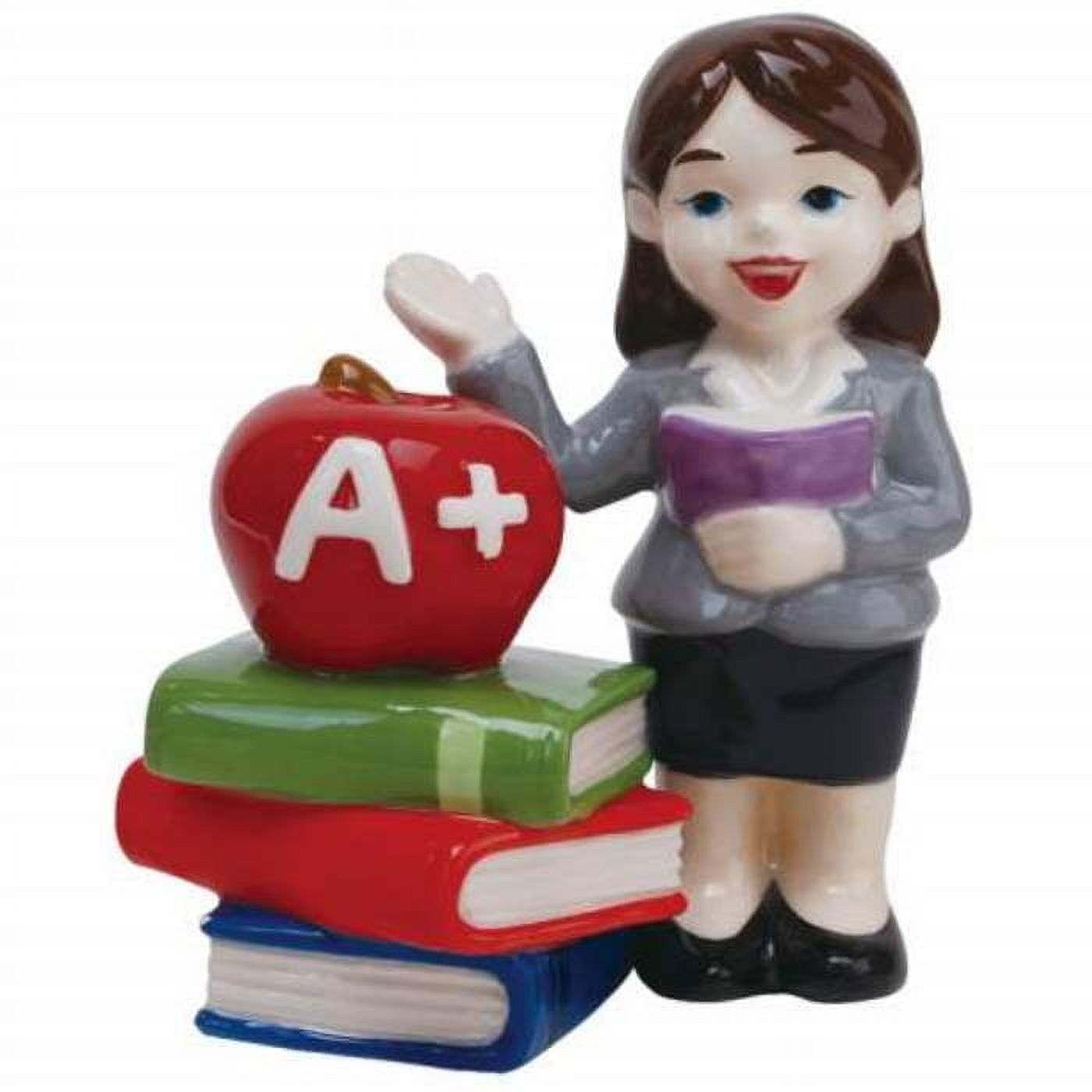 Apple and Stack of Books for Teacher Salt and Pepper Shakers Set