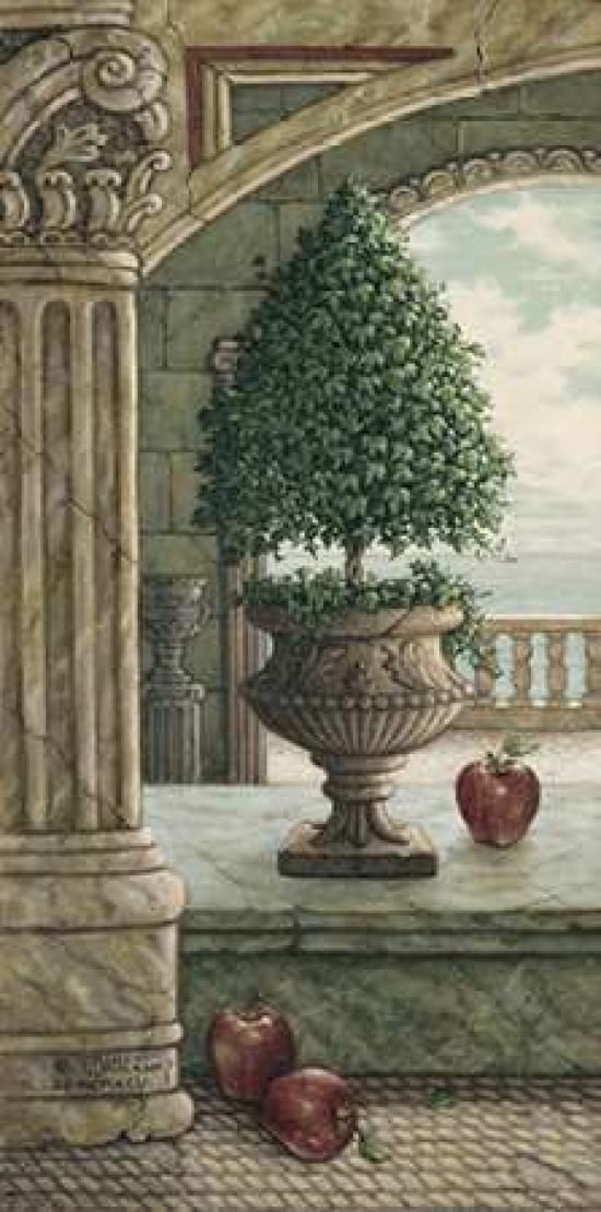 Apple and Topiary Canvas Art - Janet Kruskamp (10 x 20)