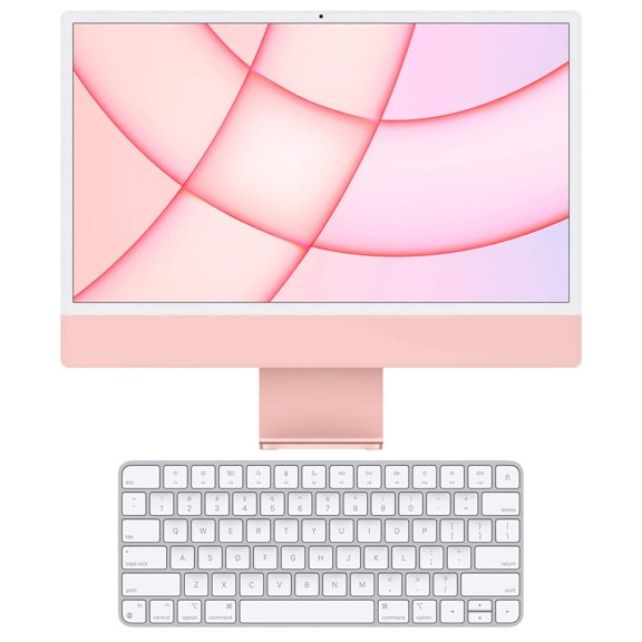 Restored Apple iMac 24" with Retina 4.5K Display, M1 Chip with 8-Core CPU and 7-Core GPU, 8GB Memory, 256GB SSD, Pink, Mid 2021, Includes English and French Keyboards