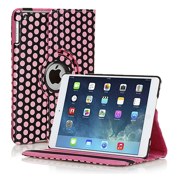Apple iPad 2/3/4 Case (Dot Pink)- 360 Degree Rotating Stand Cover PU Leather For iPad 4th Generation with Retina Display, the New iPad 3 & iPad 2 with Auto Sleep Wake Feature & Stylus Holder