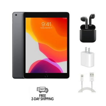 Pre-Owned Apple iPad 7th Gen A2197 (WiFi) 128GB Space Gray Bundle with Wireless Earbuds