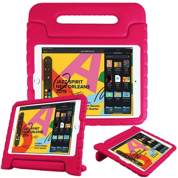 For Apple iPad 9th Gen 2021 10.2/iPad 8th Gen 2020 10.2/iPad 7th Gen 2019 10.2/iPad Air 3th Gen 2019 10.5/iPad Pro 2017 10.5 inch Shockproof Light Weight Kids Friendly Foam Handle Case Pink