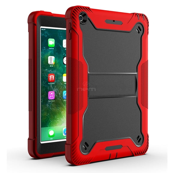 For Apple iPad 9th Generation 2021 / iPad 8th Generation 2020 / iPad 7th Generation 2019 10.2 inch Dual Layer Protective Shockproof Kickstand Heavy Duty Case Cover Red/Black