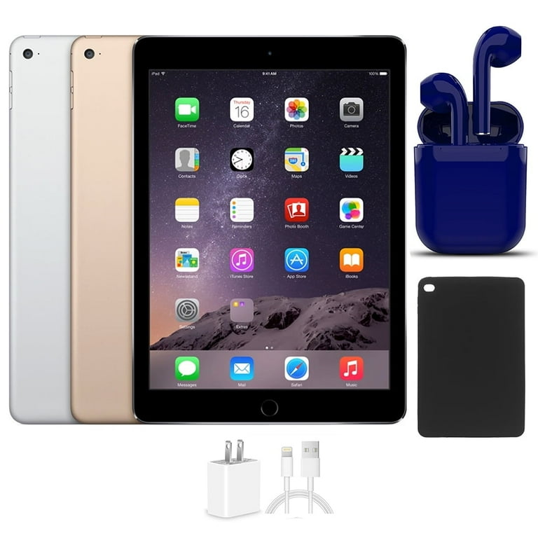 Restored Apple iPad Air 2 9.7-inch Retina 16GB Wi-Fi Only Latest OS Bundle:  USA Essentials Bluetooth/Wireless Airbuds, Case, Rapid Charger By ...