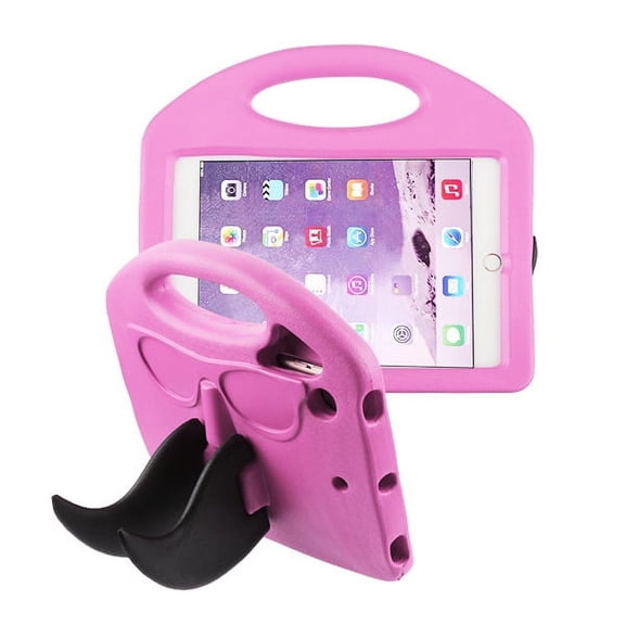 Apple iPad Mini 1 2 3 4 5 Generation Case for Kids Durable Shockproof Drop-resistant Protective Handle Bumper Stand Cover EVA Case for iPad Mini 5th Gen (2019) 4th 3rd 2nd 1st Tablet - PINK Mustache