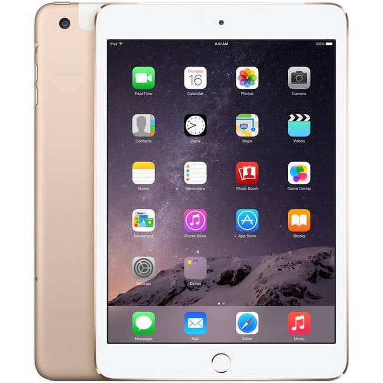 Pre-Owned Apple iPad mini 3 16GB Wi-Fi + Cellular, Gold, Used 