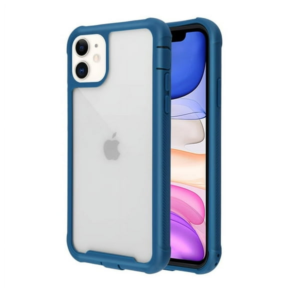 Apple iPhone 11 / 6.1" Phone Case Clear Transparent Rugged Protective Shockproof Hard Back PC Cover Thickened Corners Heavy Duty TPU Bumper Frame Defender Case BLUE Cover for Apple iPhone 11