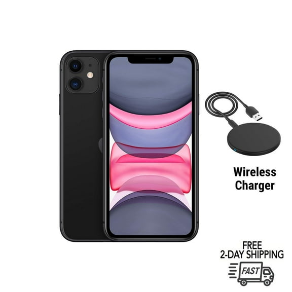 Pre-Owned Apple iPhone 11 (Fully Unlocked) 64GB Black (A2111) with Wireless Charger