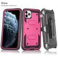 Apple iPhone 11 Case,Built-in [Screen Protector] Heavy Duty Full-Body Rugged Holster Cover Case [Belt Swivel Clip][Kickstand]Hot Pink