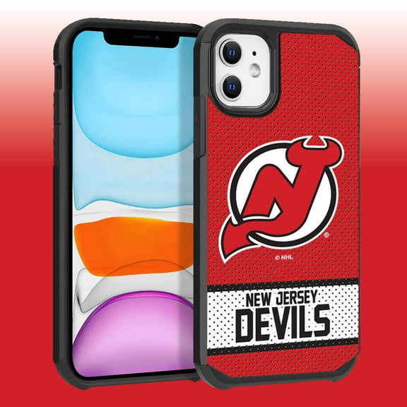 Apple iPhone 11 - NHL Licensed New Jersey Devils Mets Team Logo on Jersey Textured Dual Layer Case