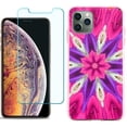 thumbnail image 1 of For Apple iPhone 11 PRO Case, Slim-Fit TPU Protective Phone Case (Pink Bezel) with Tempered Glass Screen Protector, by OneToughShield ® - Kaleidoscope Rose, 1 of 3