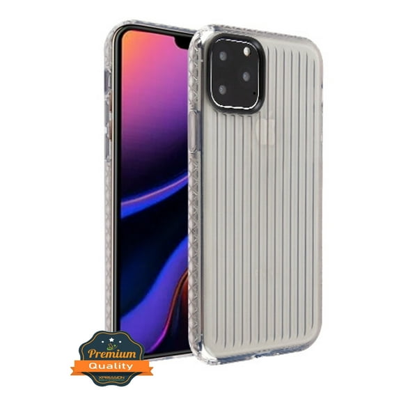 Apple iPhone 11 PRO MAX Phone Case Hybrid Rubber Silicone TPU Protective Shell Rugged Grip Bumper Cover Heavy Duty [Anti-Slip] with sleek ridged design Transparent Smoke Case for iPhone 11 Pro Max