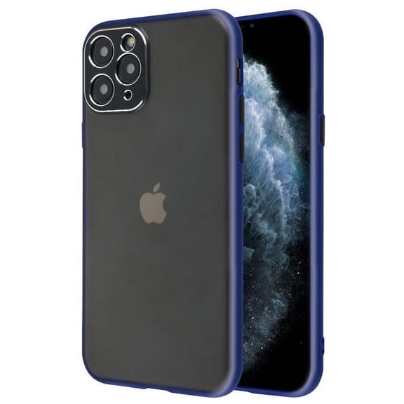 Apple iPhone 11 PRO MAX Phone Case Hybrid Rugged Armor Matte Frosted Semi Transparent Smoke Protective Shockproof Bumper Soft TPU Hard PC & Camera Protection Cover BLUE for Apple iPhone 11 Pro Max
