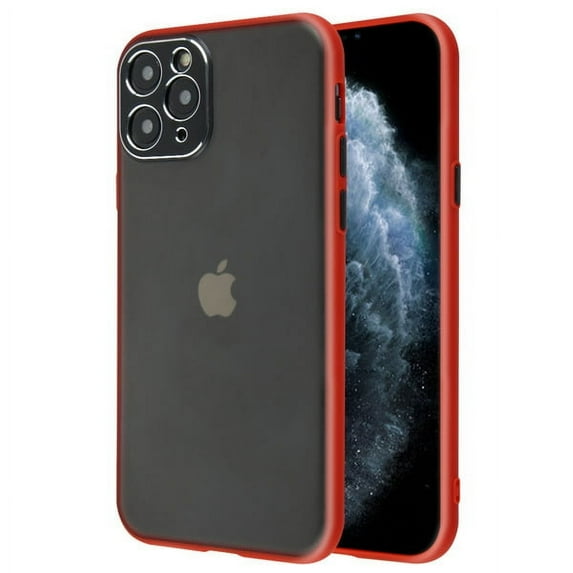 Apple iPhone 11 PRO MAX Phone Case Hybrid Rugged Armor Matte Frosted Semi Transparent Smoke Protective Shockproof Cool Bumper Soft TPU Hard PC & Camera Protection Cover RED for Apple iPhone 11 Pro Max