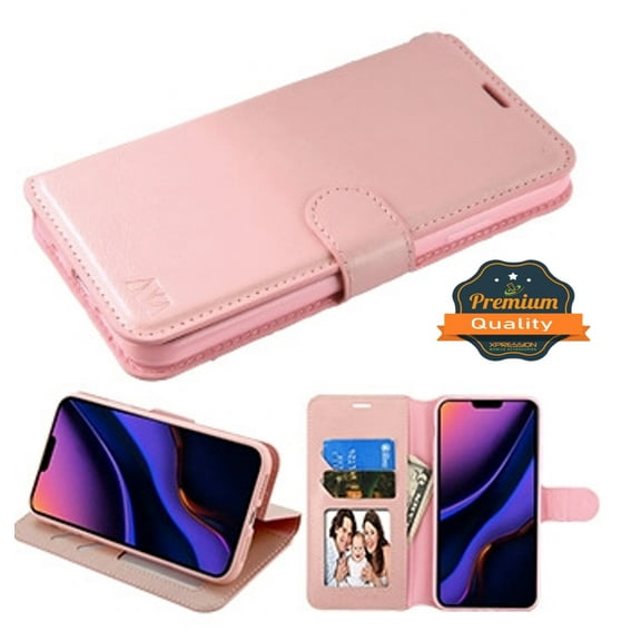 Apple iPhone 11 PRO MAX Phone Case Leather Flip Wallet Case Stand Pouch Folio Book Style Magnetic Buckle with Credit Card / ID Slots Holder & Money Cash Pokcet [Stand] PINK Cover for iPhone 11 Pro Max