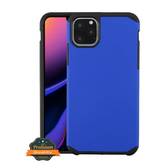 Apple iPhone 11 PRO MAX Phone Case Protective High Impact Shock Absorption Heavy Duty 2 Layers Hybrid Armor Rubber Rugged Silicone Gel TPU Hard Bumper Cover BLUE Slim Case for Apple iPhone 11 Pro Max
