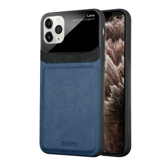 Apple iPhone 11 PRO MAX Phone Case Slim Fit Business PU Leather Elegant High-end Cover Anti-Slip Soft Grip Full Body Rugged Bumper Hybrid TPU Protective Cover [BLUE] Cases for Apple iPhone 11 Pro Max