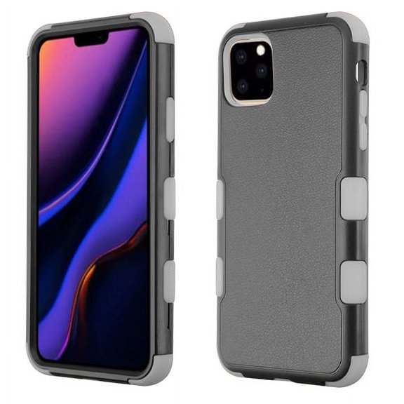 Apple iPhone 11 PRO MAX Phone Case Tuff Hybrid Fusion Shockproof Impact Rubber Dual Layer Full Body Rugged Hard Full Body Protective Shock Absorbent Bumper TPU Cover Black /Gray for iPhone 11 Pro Max