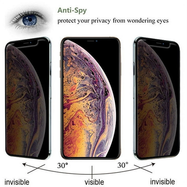 iPhone 11 Pro Max Privacy Screen Protector, iPhone Xs Max Privacy Screen  Protector, 2 Pack Anti Spy Private Case Friendly Anti-Scratch 9H Tempered