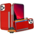 thumbnail image 1 of Apple iPhone 11 PRO MAX Wallet Phone Case Protective Cover with 3 Cedit Cards ID Holder Slots [Slim] Heavy Duty Shockproof Hybrid Rubber Hard PC + TPU Armor RED Case Cover for iPhone 11 Pro Max, 1 of 8