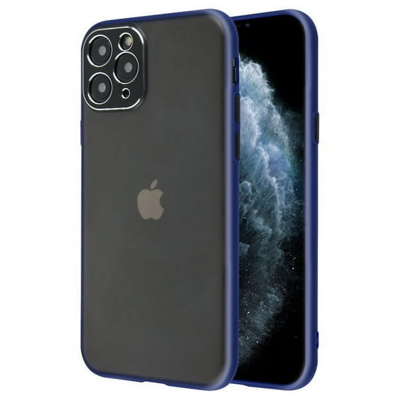 Apple iPhone 11 PRO Phone Case Hybrid Rugged Armor Matte Frosted Semi Transparent Smoke Protective Shockproof Cool Bumper Soft TPU Hard PC & Camera Protection Cover BLUE for Apple iPhone 11 Pro