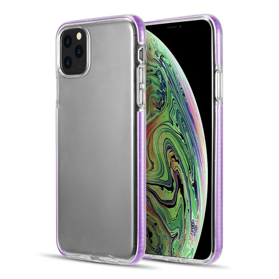 Apple iPhone 11 PRO Phone Case Protective Slim Hybrid Rubber with Inner Flex Cushion Reinforced Soft TPU Frame Bumper and Transparent Hard PC Back Case [Clear Purple] Cover For Apple iPhone 11 Pro