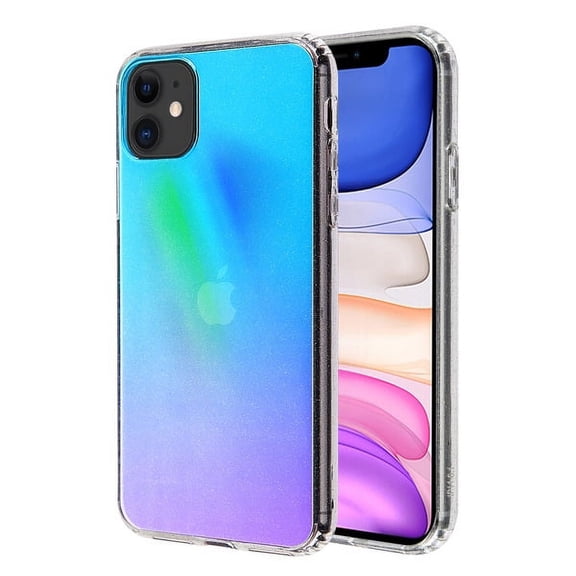 Apple iPhone 11 Phone Case Hybrid Gradient Transparent Colorful Stars Aurora Back Cover + Soft TPU Bumper Frame Holographic Rainbow Bling Glitter Impact Resistant Slim Cover for Apple iPhone 11 /6.1"