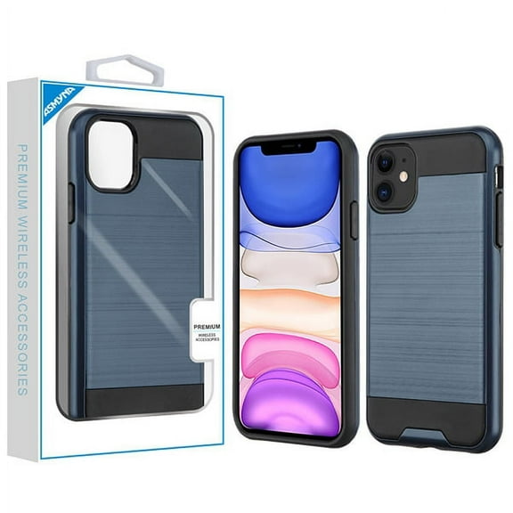 Apple iPhone 11 Phone Case Premium Slim Protective Durable Shockproof Armor Brushed Texture Hybrid Dual Layer Rubber Rugged Soft Shell, Thin TPU Cover NAVY BLUE Case for Apple iPhone 11 /6.1"