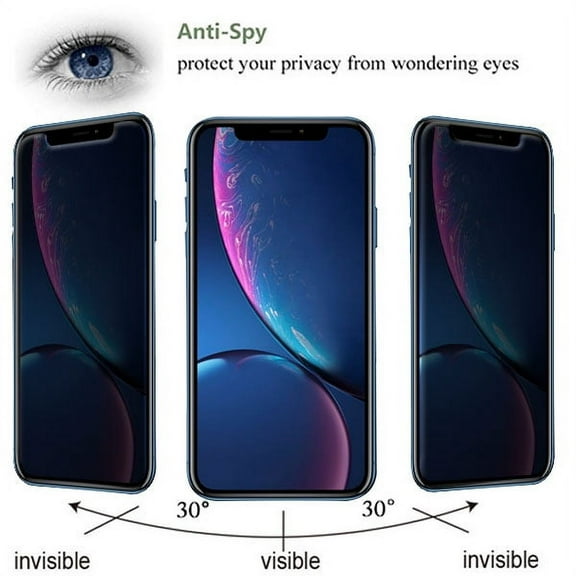 Apple iPhone 11 Privacy Screen Protectors, 9H Hardness Anty Spy Tempered Glass Screen Protector, 2.5D, 3D Touch, Anti Scratch, Bubble Free, Black Tinted Privacy Glass for Apple iPhone 11 / 6.1"