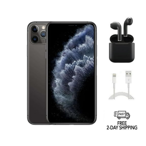 Pre-Owned Apple iPhone 11 Pro (Unlocked) 64GB Space Gray (A2160) Bundle with Wireless Earbuds