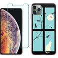 thumbnail image 1 of For Apple iPhone 11 Pro Max Case , Slim-Fit TPU Protective Phone Case (Pink Bezel) with Tempered Glass Screen Protector, by OneToughShield ® - Moon/Cat, 1 of 3