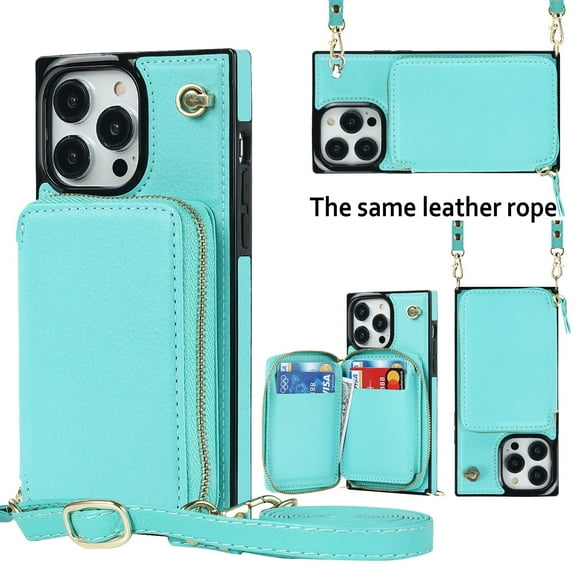 Apple iPhone 11 Pro Max Crossbody Wallet Case, Zipper Pocket Case Cross Body Strap with RFID Blocking Carring Bag Credit Card Premium Leather Kickstand Shockproof Case For iPhone 11 Pro Max, Green