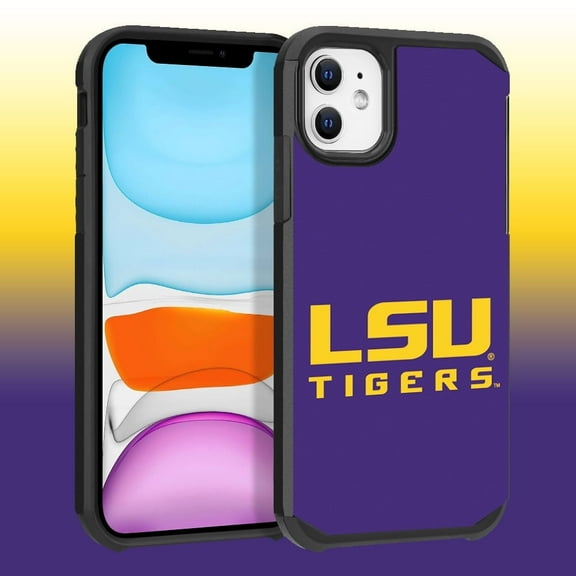 Apple iPhone 11 / XR - Licensed NCAA University of LSU Tigers Logo on Purple Textured Dual Layer Case