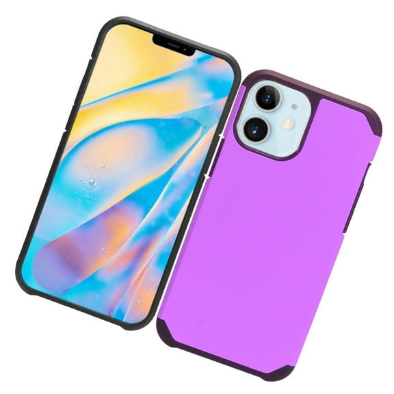 Apple iPhone 12, iPhone 12 PRO /6.1" Phone Case Protective Hybrid Anti-Drop Protection Shockproof Armor Dual Layers Heavy Duty Rubber Rugged Purple Phone Cover foriPhone 12 /12 Pro