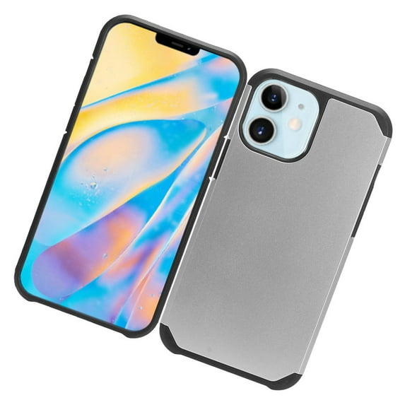 Apple iPhone 12, iPhone 12 PRO /6.1" Phone Case Protective Hybrid Anti-Drop Protection Shockproof Armor Dual Layers Heavy Duty Rubber Rugged Silver Phone Cover foriPhone 12 /12 Pro