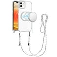 thumbnail image 1 of For Apple iPhone 12 /12 Pro Clear Magnetic Frame PC Back Shockproof Protective Case with Detachable Lanyard Strap, Compatible with MagSafe Cover, XPM Phone Case [White], 1 of 10