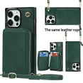 thumbnail image 1 of Apple iPhone 12, iPhone 12 Pro Crossbody Wallet Case, Zipper Pocket Case Cross Body Strap with RFID Blocking Carring Bag Credit Card Premium Leather Kickstand Case For iPhone 12/12 Pro, Darkgreen, 1 of 11