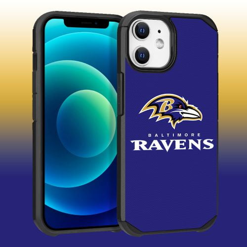 Apple iPhone 12 (6.1) - NFL Licensed Baltimore Ravens Team Logo on Purple Textured Dual Layer Case