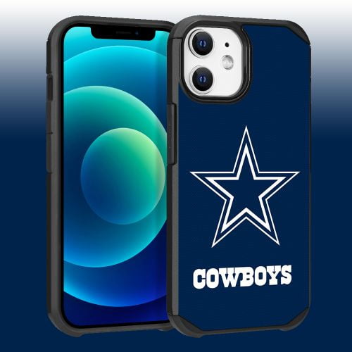 Apple iPhone 12 (6.1) - NFL Licensed Dallas Cowboys Team Logo on Blue Textured Dual Layer Case
