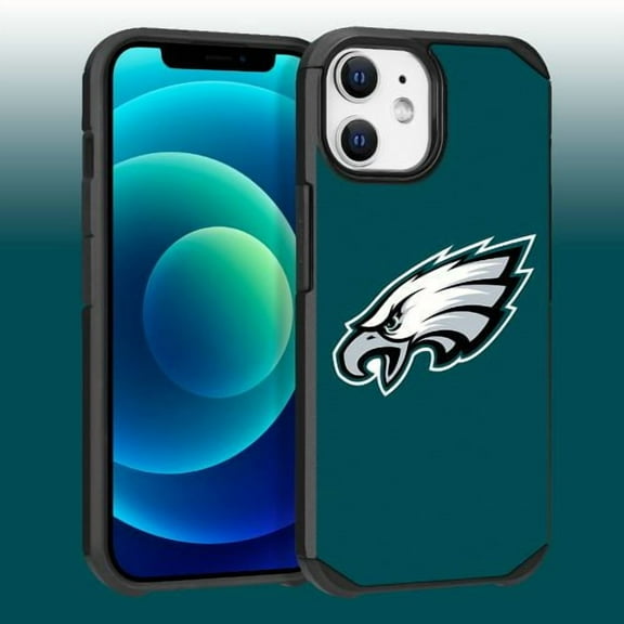 Apple iPhone 12 (6.1) - NFL Licensed Philadelphia Eagles Team Logo on Green Textured Dual Layer Case