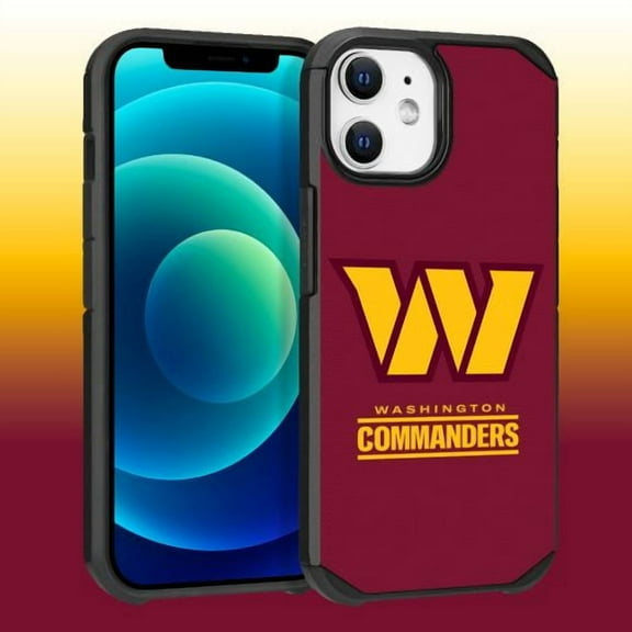 Apple iPhone 12 (6.1) - NFL Licensed Washington Football Team Red Textured Back Cover on Black TPU Skin